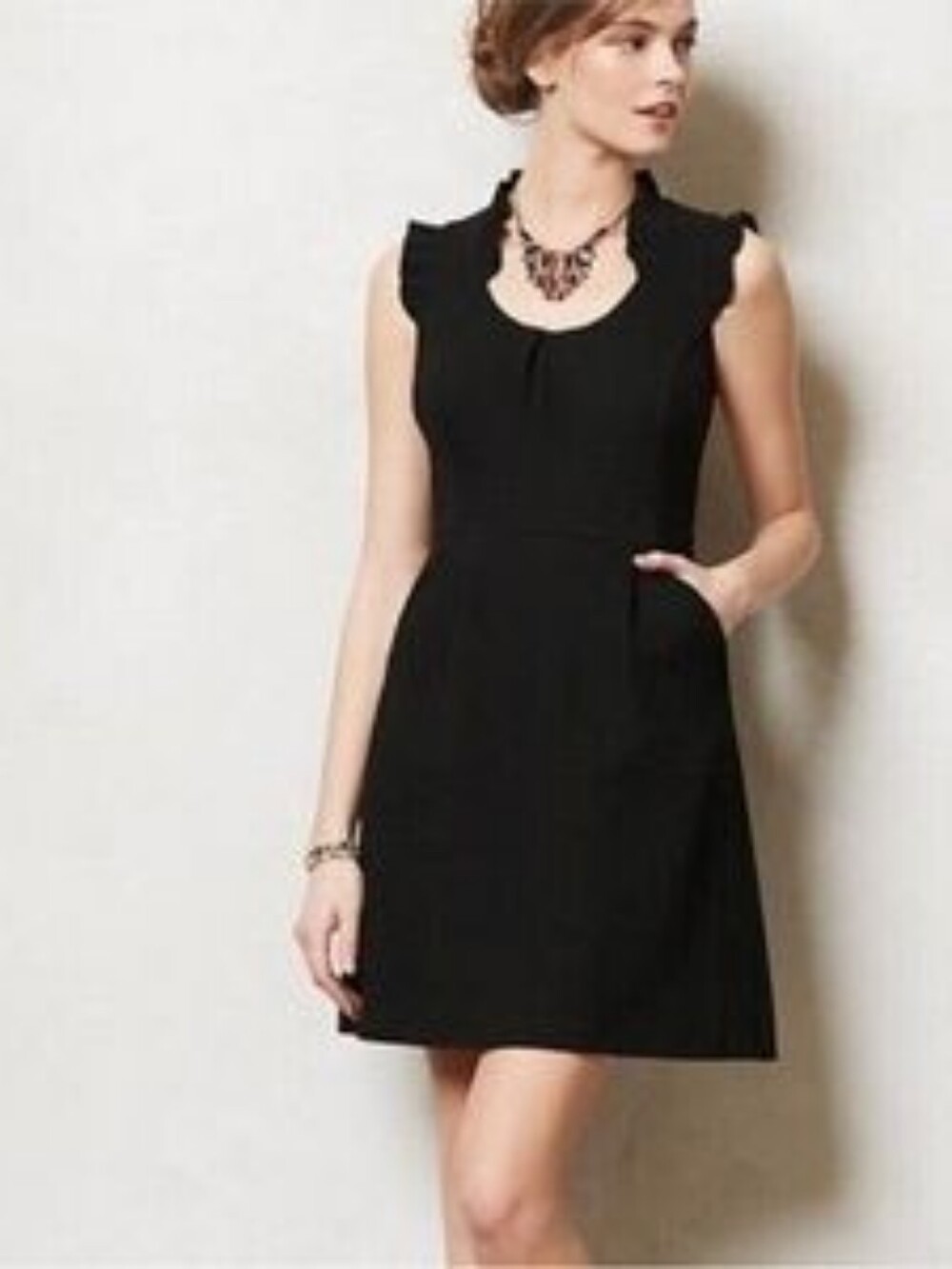 Anthropologie Tabitha "Cherie" Sleeveless Black A-Line Dress - Size 2